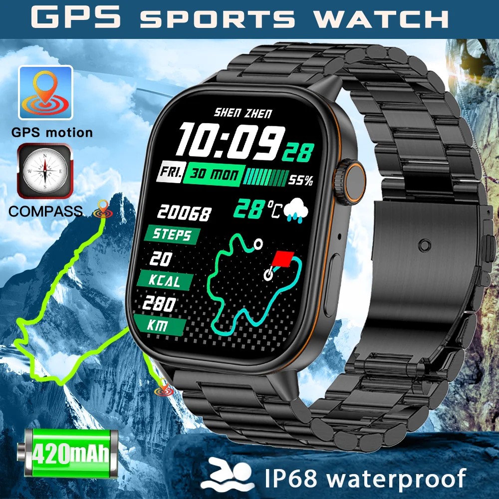 ο ߿ GPS Ʈġ 420mAh Ȯ  ˰ 2.01 IP68  ħ  ƮĿ BT ȭ Ʈġ